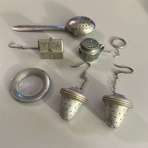 5 Vintage Loose Leaf Tea Steepers- Acorn, Spoon, Kettle and House